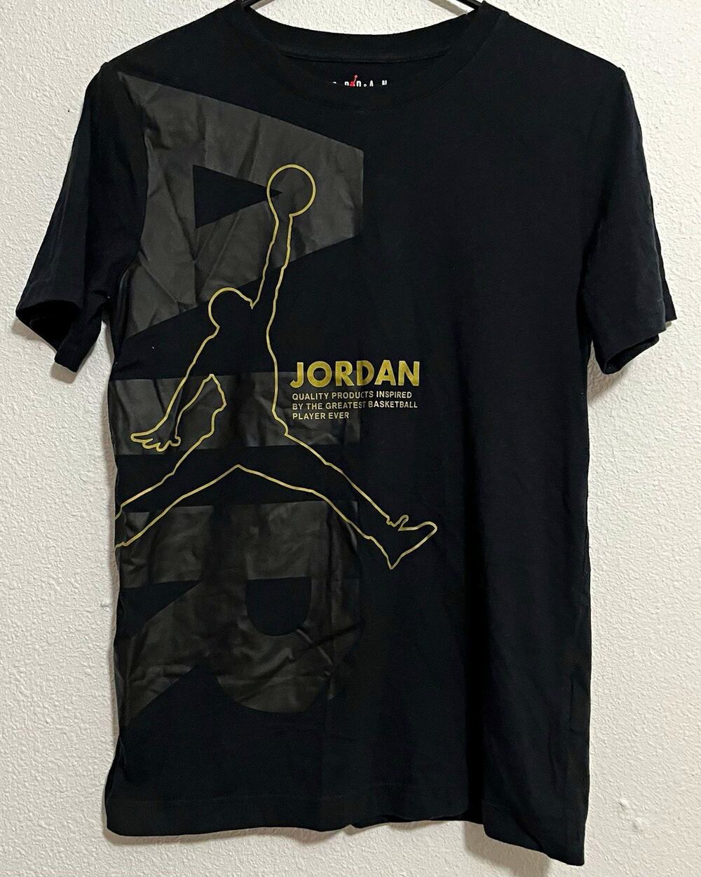 Jordan Boys L (12-13) Black Jumpman Logo Graphic Crew Neck Short Sleeve Tee